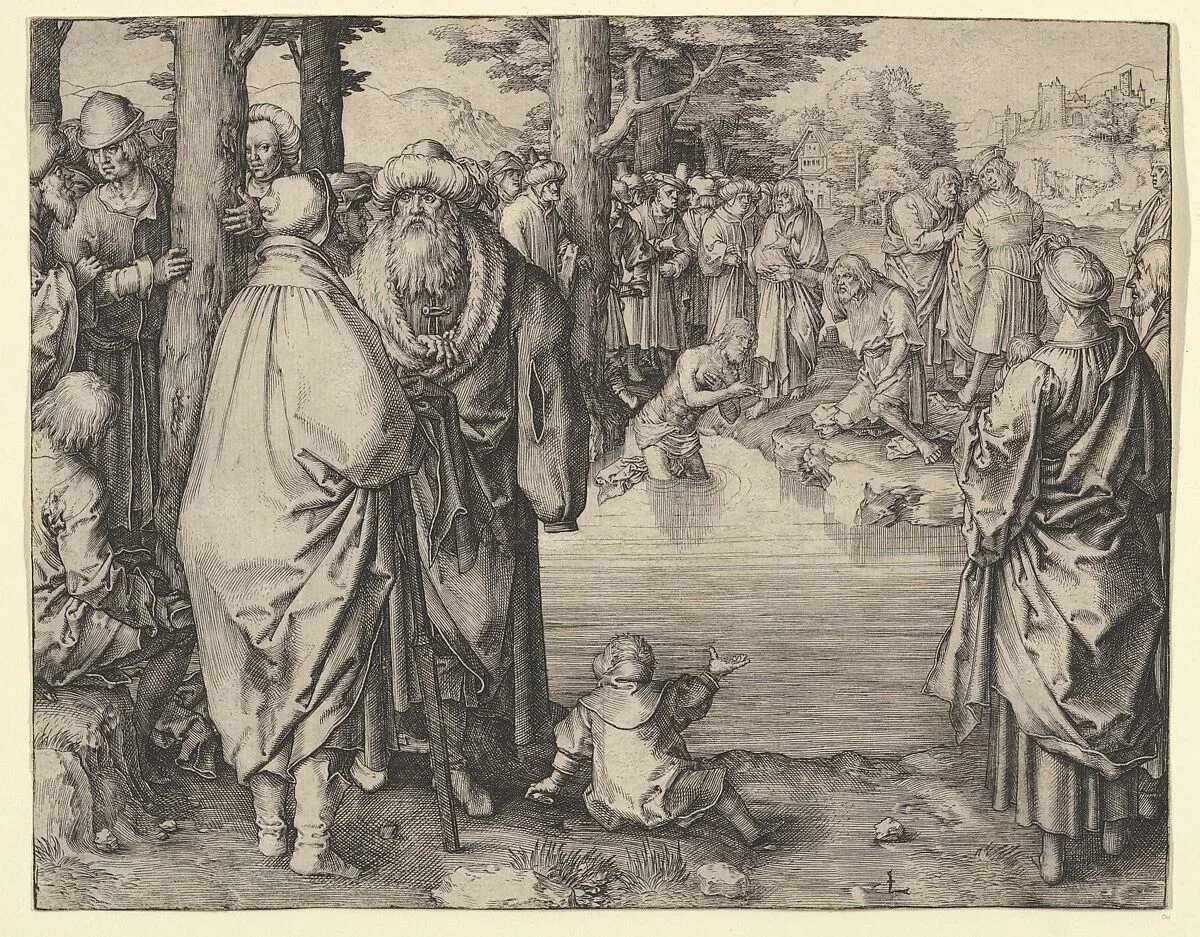 The Baptism of Christ in the River Jordan — Lucas van Leyden
