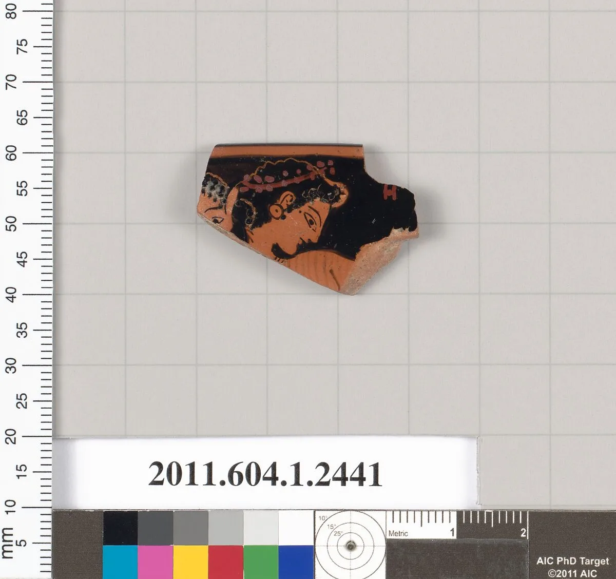 Terracotta rim fragment of a kylix (drinking cup) — Ambrosios Painter