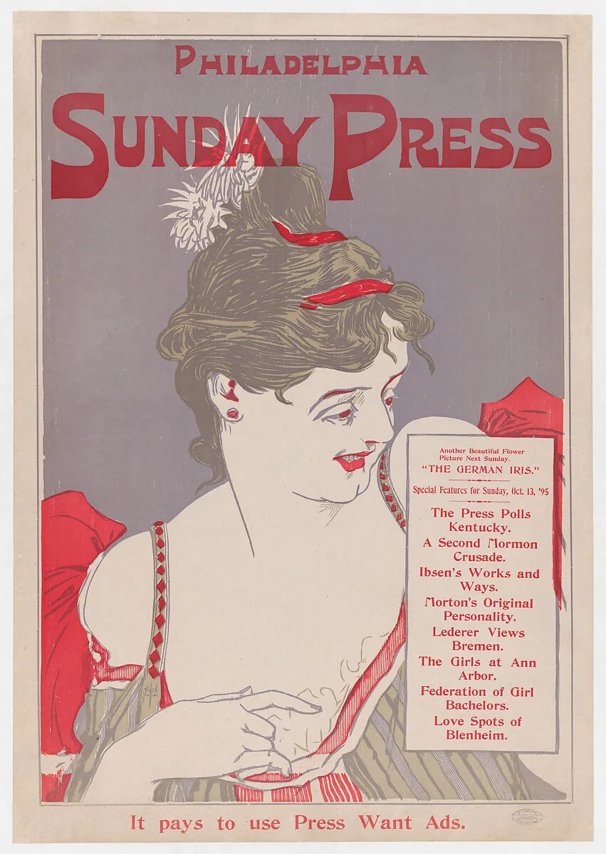 Advertisement for Philadelphia Sunday Press: Oct. 13, 1895 — George Reiter Brill