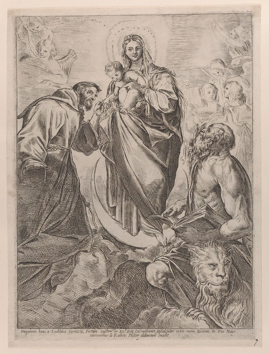 The Virgin with Saints Jerome and Francis — Girolamo Rossi, the Elder|Ludovico Carracci
