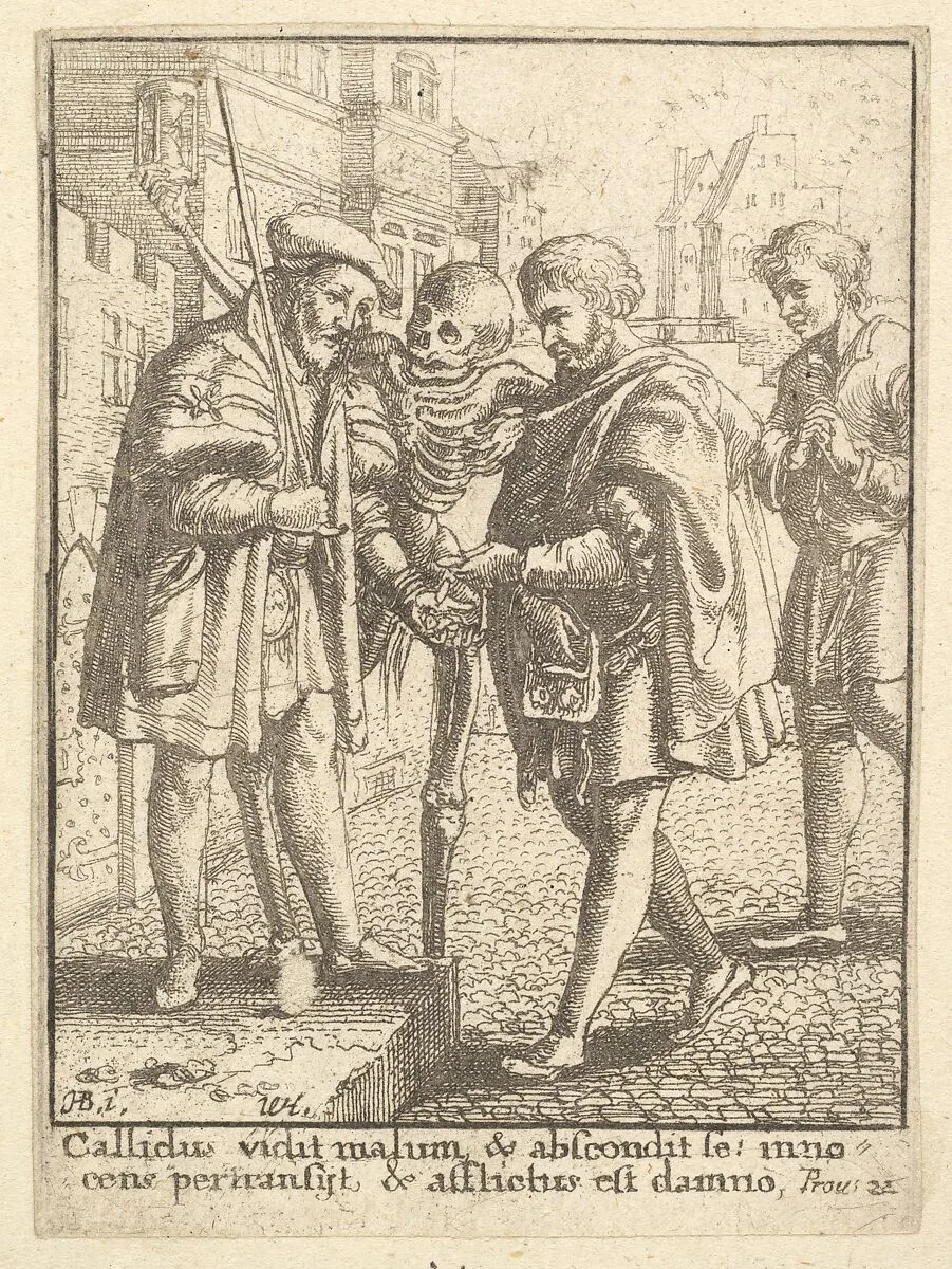 The Advocate and Death, from the Dance of Death — Wenceslaus Hollar|Hans Holbein the Younger