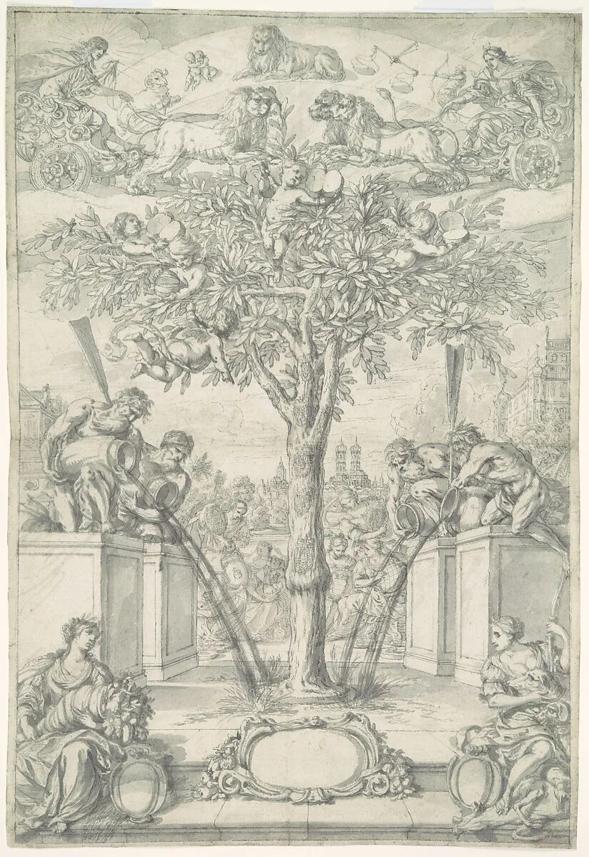 An Allegory of the Union of the House of Orange and the Wittelsbach Family (Design for a Title Page of a Thesis) — Jonas Umbach