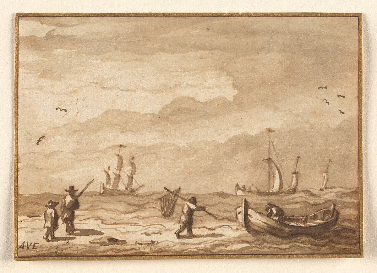 Fishing Boats and a Man with a Net — Allart van Everdingen
