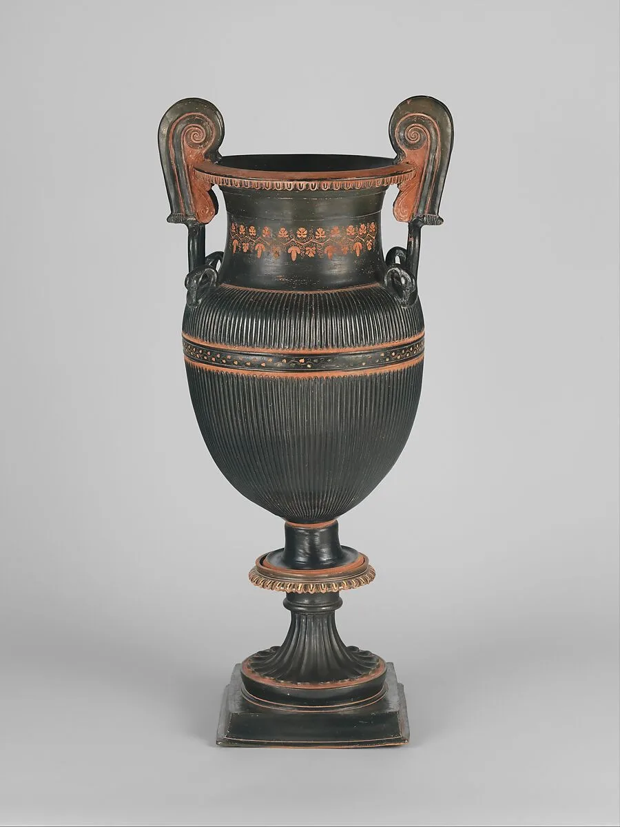 Pair of terracotta volute-kraters (vases for mixing wine and water) with stands — Unknown