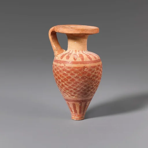 Terracotta pointed aryballos (oil flask)