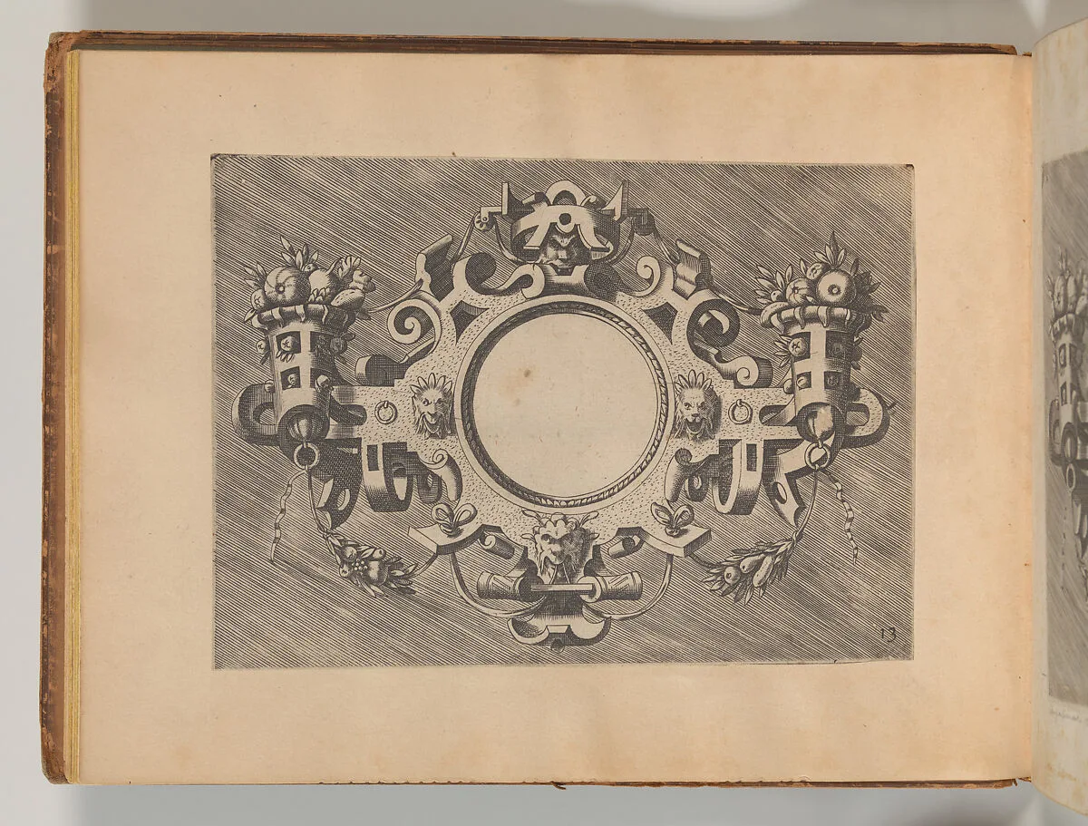 Targhe ed altri ornati di varie e capricciose invenzioni (Cartouches and other ornaments of various and capricious invention, page 17) — Carlo Losi|Hans Vredeman de Vries