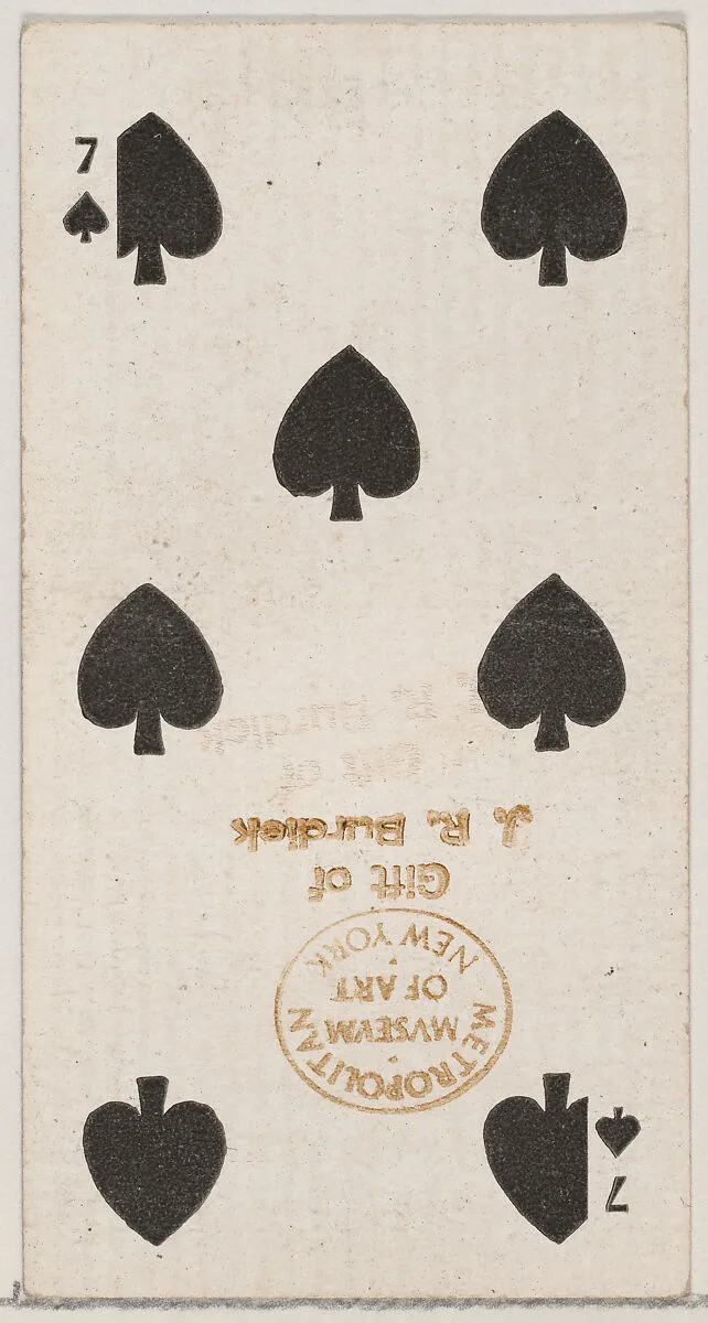 Seven Spades (black), from the Playing Cards series (N84) for Duke brand cigarettes — W. Duke, Sons & Co.
