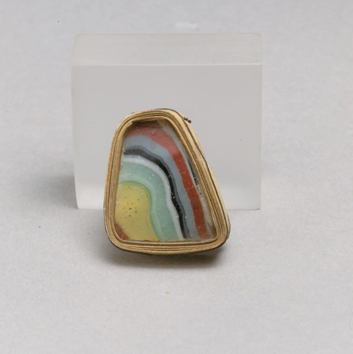 Glass striped mosaic bowl fragment — Unknown