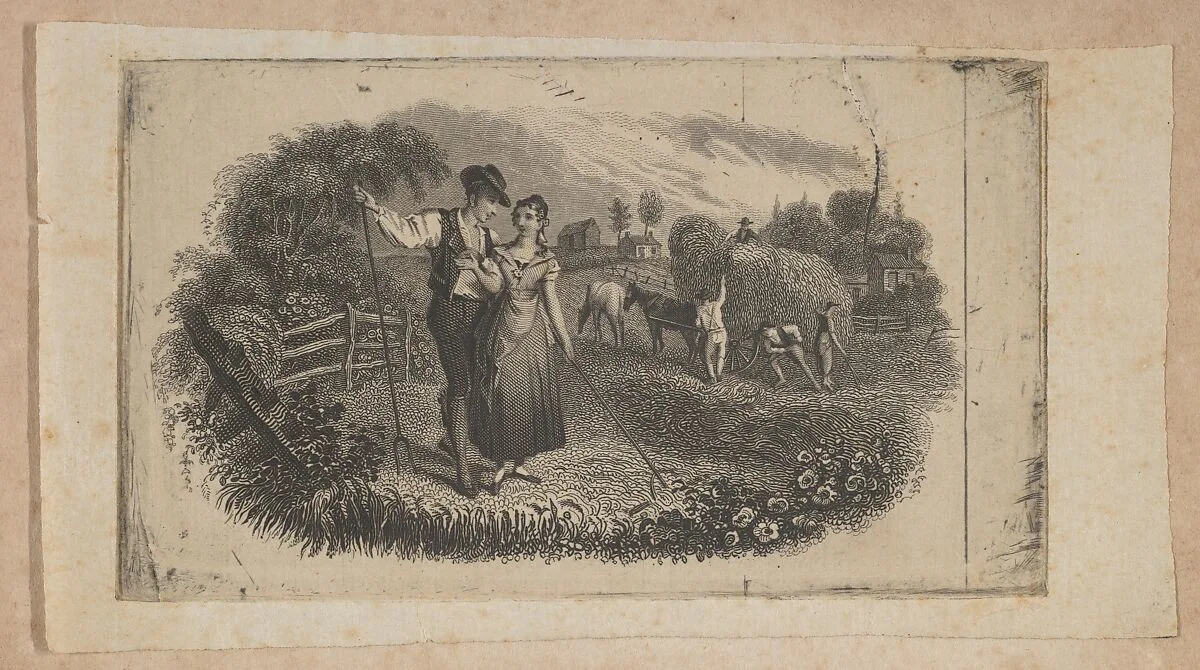 Banknote vignette with haymakers symbolizing rural industry — Asher Brown Durand|A. B. & C. Durand & Company|Durand, Perkins, and Company