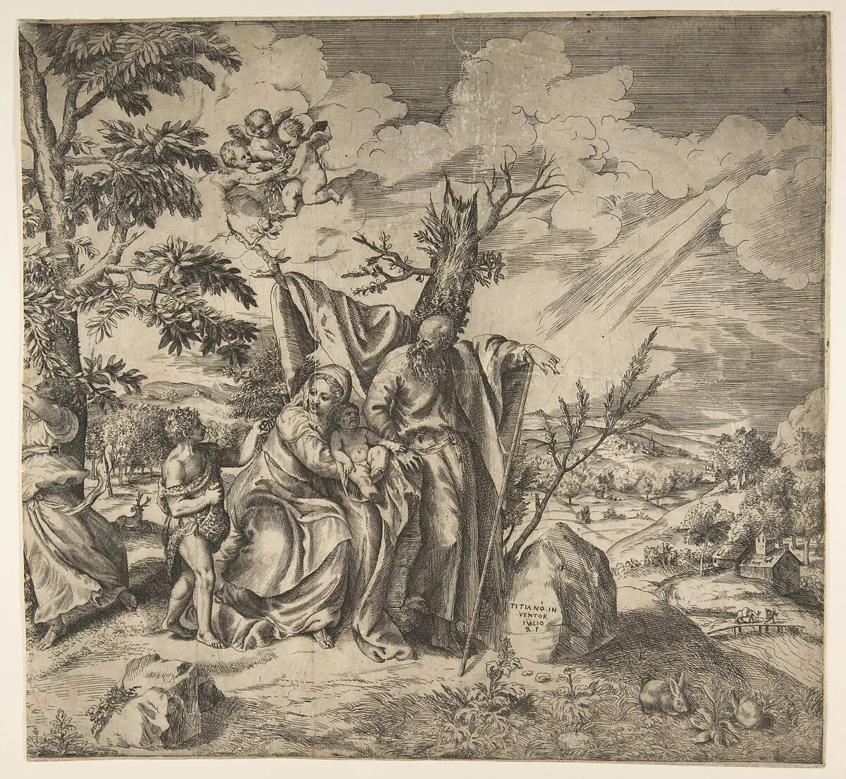 The rest of the Holy Family on their flight to Egypt — Giulio Bonasone