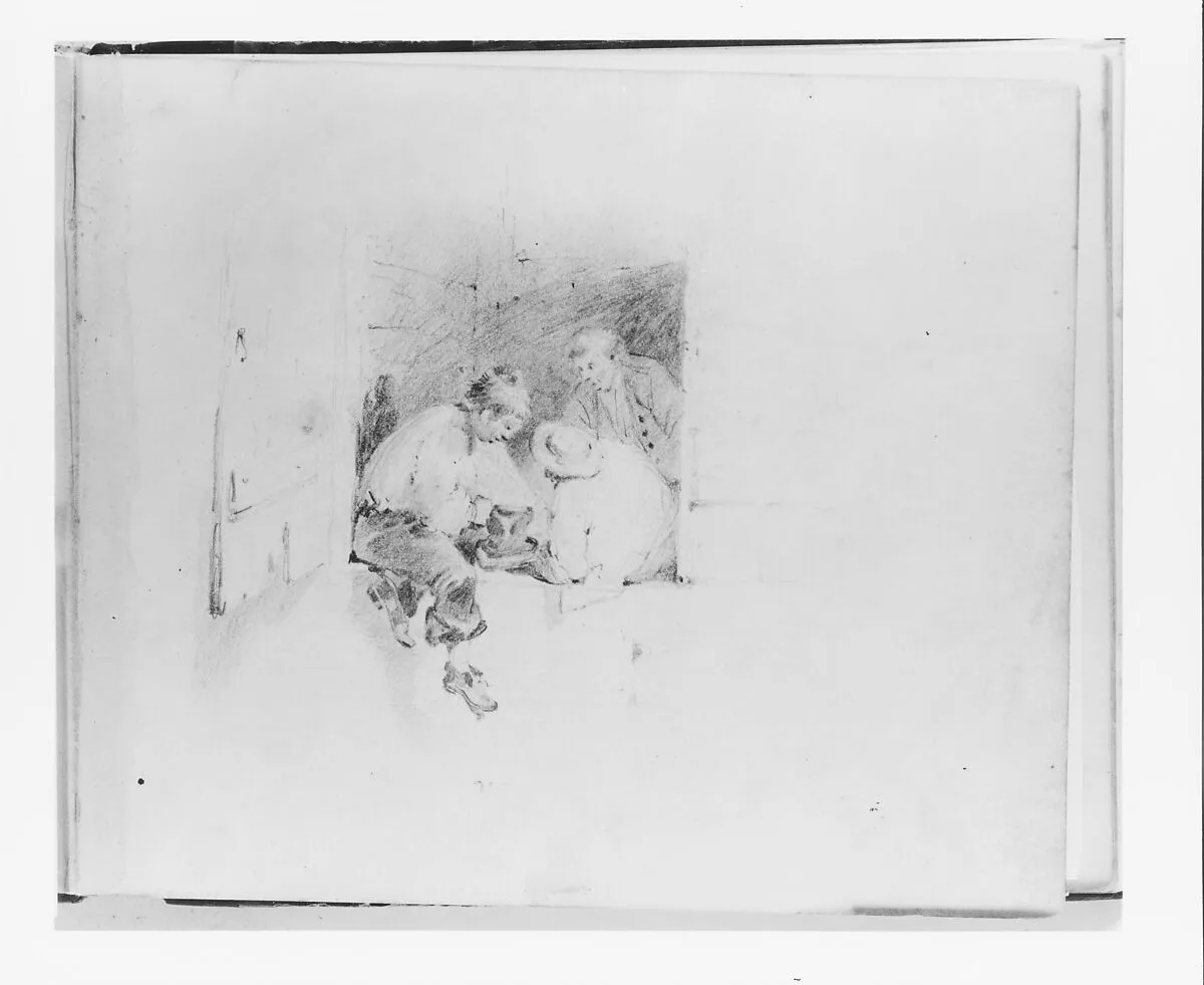 Boys Playing in a Doorway (from Sketchbook) — Francis William Edmonds