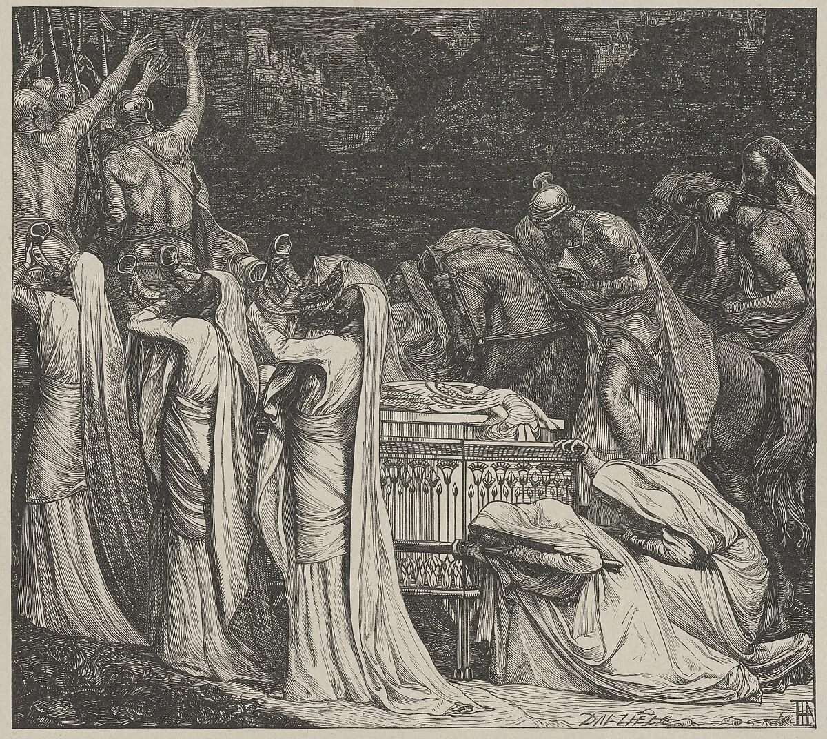 The Fall of the Walls of Jericho, from "Dalziels' Bible Gallery" — Camden Press|Scribner and Welford|Dalziel Brothers|Henry Hugh Armstead