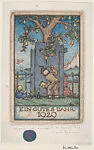 New Year's Wishes for 1929, with a scene of an old man, girl, and a pear tree — Marcus Behmer