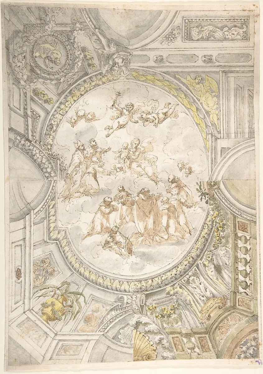 Design for a Ceiling with Virgin and Child in Glory — Anonymous, Italian, Bolognese 18th century artist