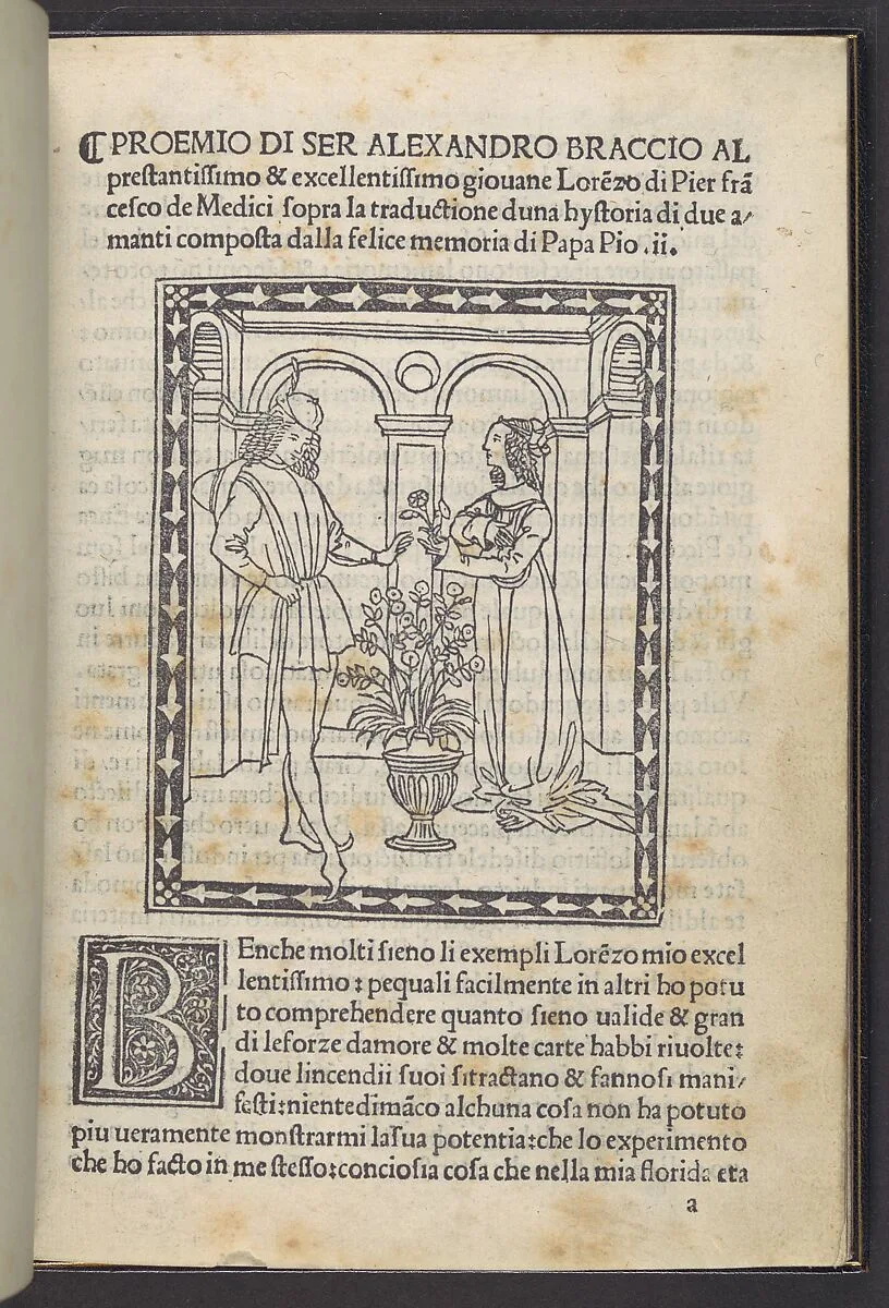 Storia di due amanti (Tale of Two Lovers) — Enea Silvio Piccolomini|Ser Piero Pacini da Pescia|Lorenzo di Pierfrancesco de' Medici|Alessandro Braccio