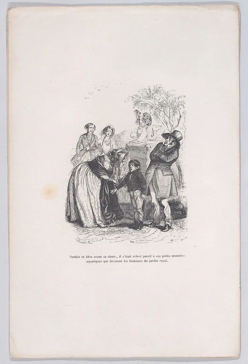 "He rose like those small sea monsters that decorate the fountains." from the Little Miseries of Human Life — Paul-Emile-Daurand Forgues|Henri Fournier|J. J. Grandville|Quichon