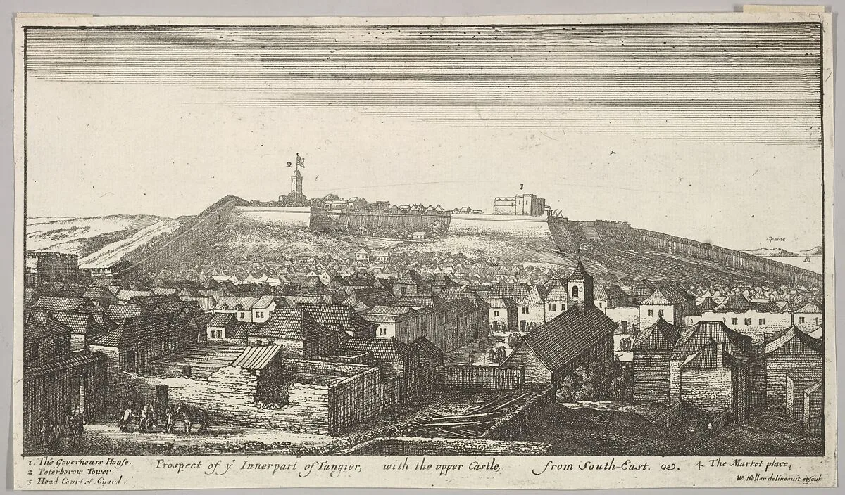 Prospect of the inner part of Tangier, with the upper Castle, from South-East, from "Views of Tangier" — Wenceslaus Hollar
