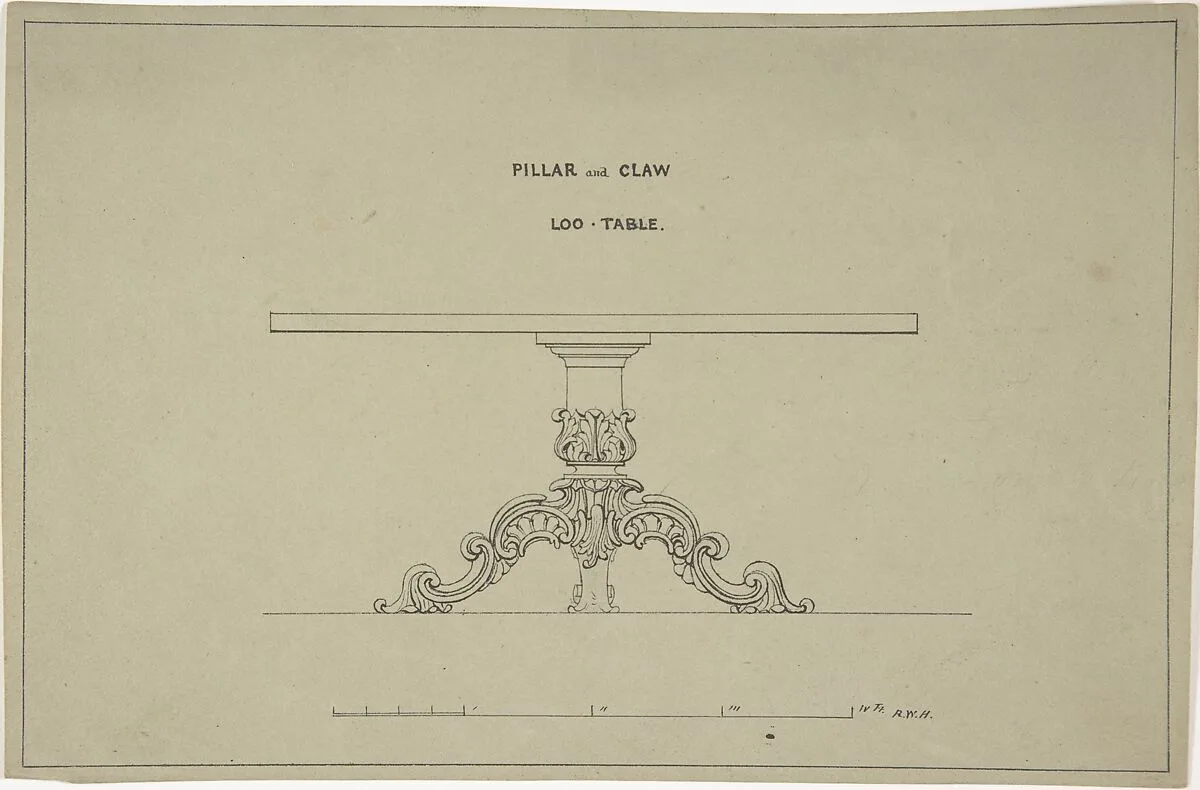 Design for Loo-Table with PIllar and Claw Support — Robert William Hume
