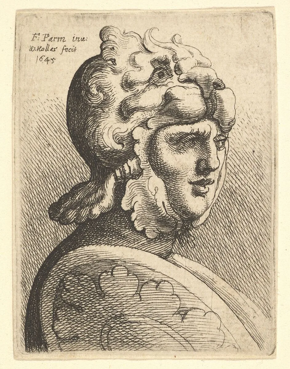 Helmeted Head — Parmigianino (Girolamo Francesco Maria Mazzola)|Wenceslaus Hollar