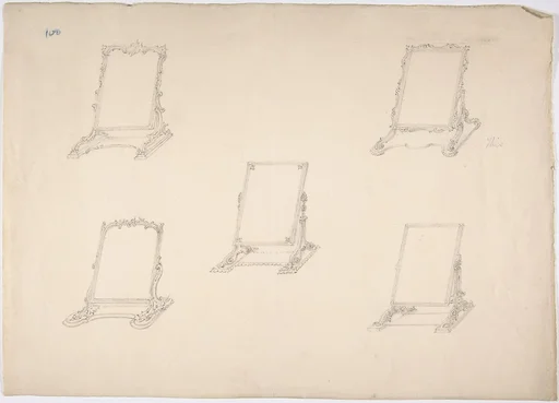 Design for Five Table Top Mirrors with Varying Ornament