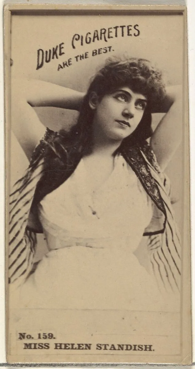 Card Number 159, Miss Helen Standish, from the Actors and Actresses series (N145-6) issued by Duke Sons & Co. to promote Duke Cigarettes — W. Duke, Sons & Co.