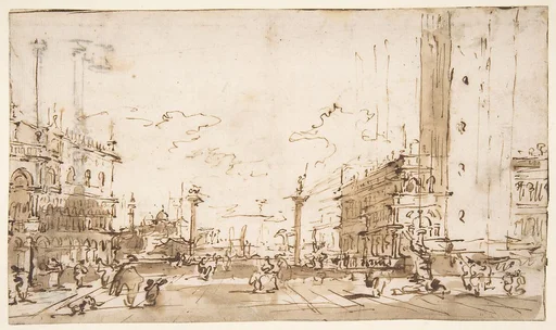 The Piazzetta, Looking Toward San Giorgio Maggiore (recto); Two Columns (verso)