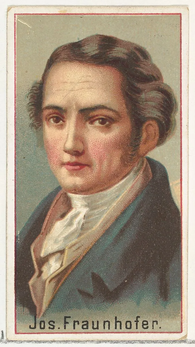 Joseph Fraunhofer, printer's sample for the World's Inventors souvenir album (A25) for Allen & Ginter Cigarettes — Allen & Ginter