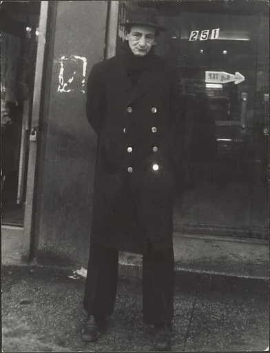 [Street Scene: Man Dark, Double-Breasted Overcoat, New York City]
