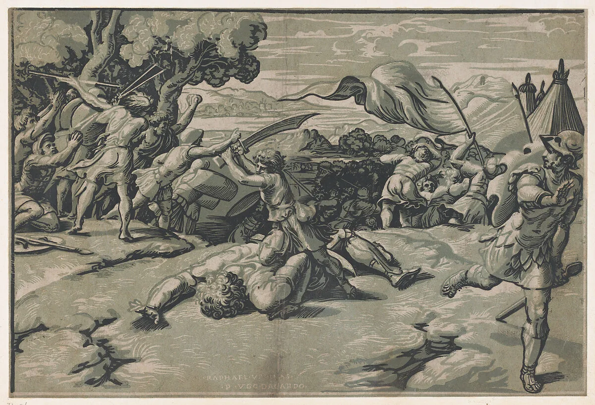 David and Goliath — Marcantonio Raimondi|Ugo da Carpi|Raphael (Raffaello Sanzio or Santi)