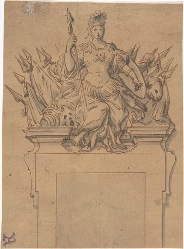 Design for an Overdoor or Chimney Piece with an Armorial Trophy and the Figure of Minerva