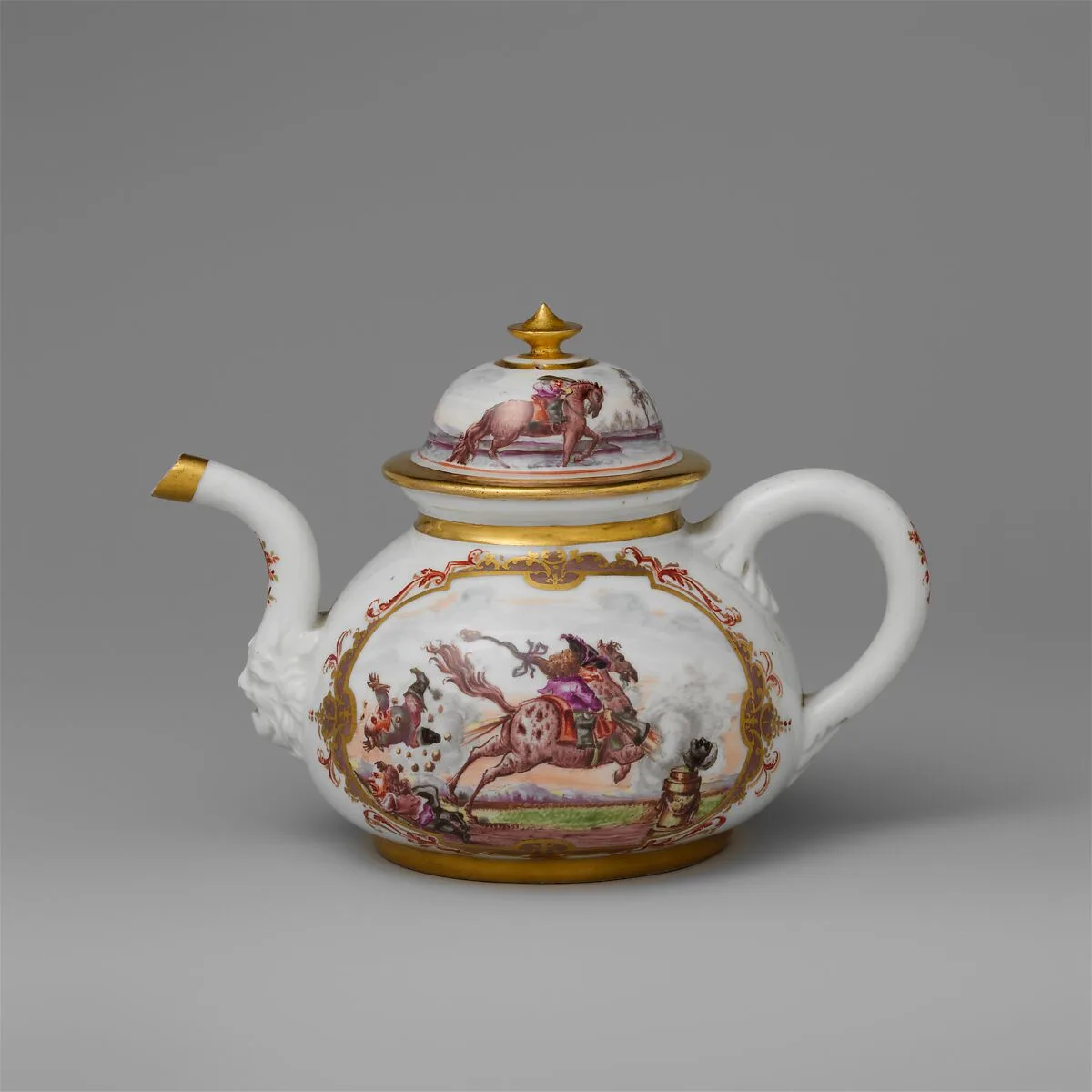 Teapot with equestrian scene — Meissen Manufactory