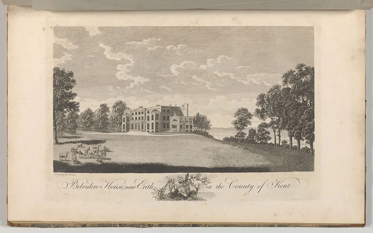 Belvidere House, near Erith, in the County of Kent, from Edward Hasted's, The History and Topographical Survey of the County of Kent, vols. 1-3 — Richard Bernard Godfrey