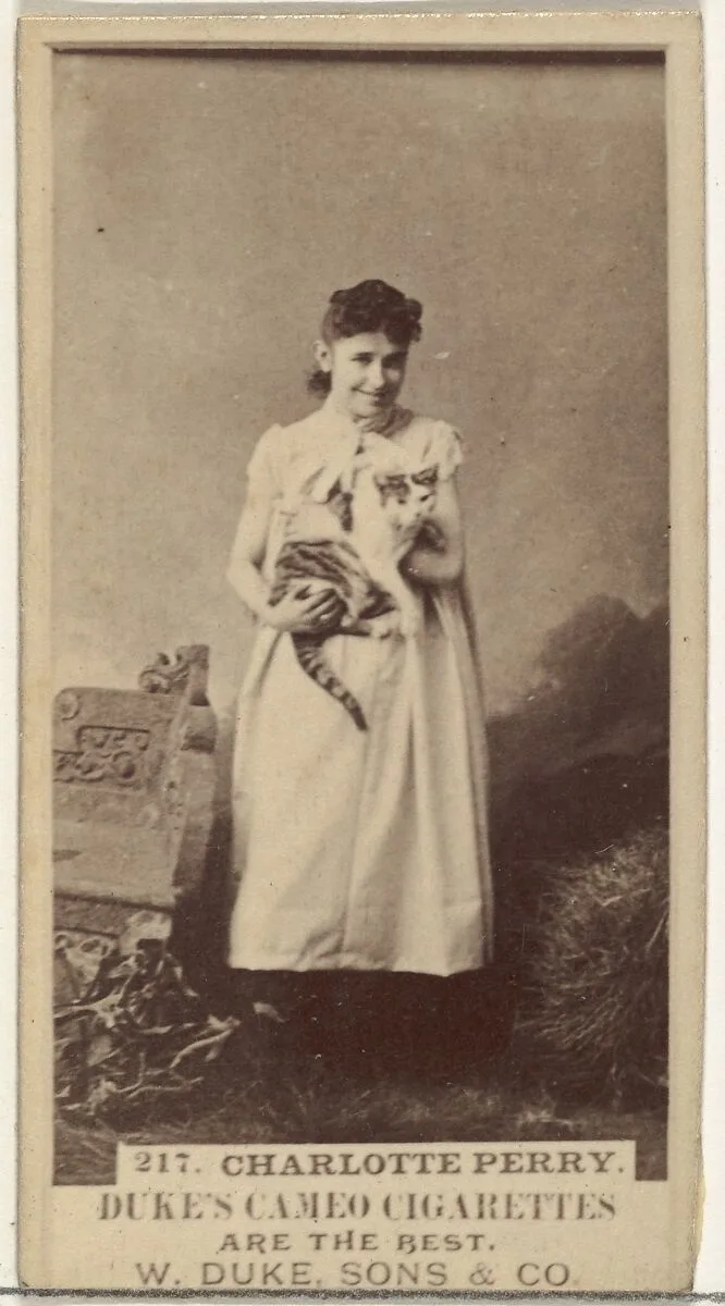 Card Number 217, Charlotte Perry, from the Actors and Actresses series (N145-5) issued by Duke Sons & Co. to promote Cameo Cigarettes — W. Duke, Sons & Co.