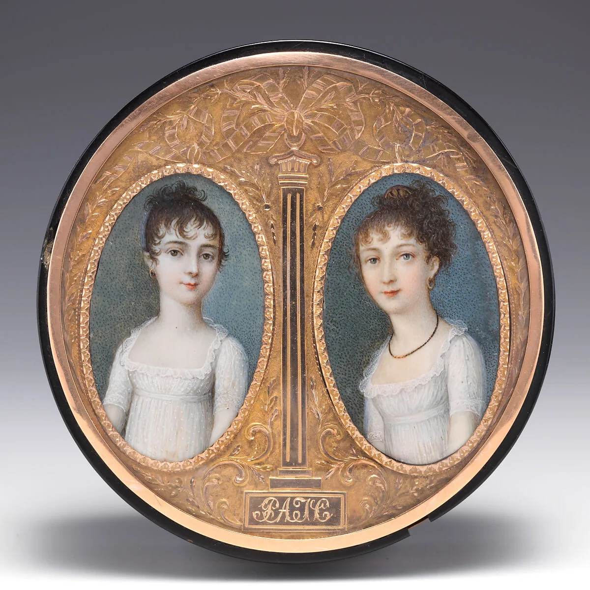 Box with portraits of two sisters — Continental Painter