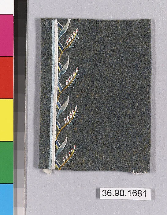 Embroidery sample for a man’s suit — Unknown