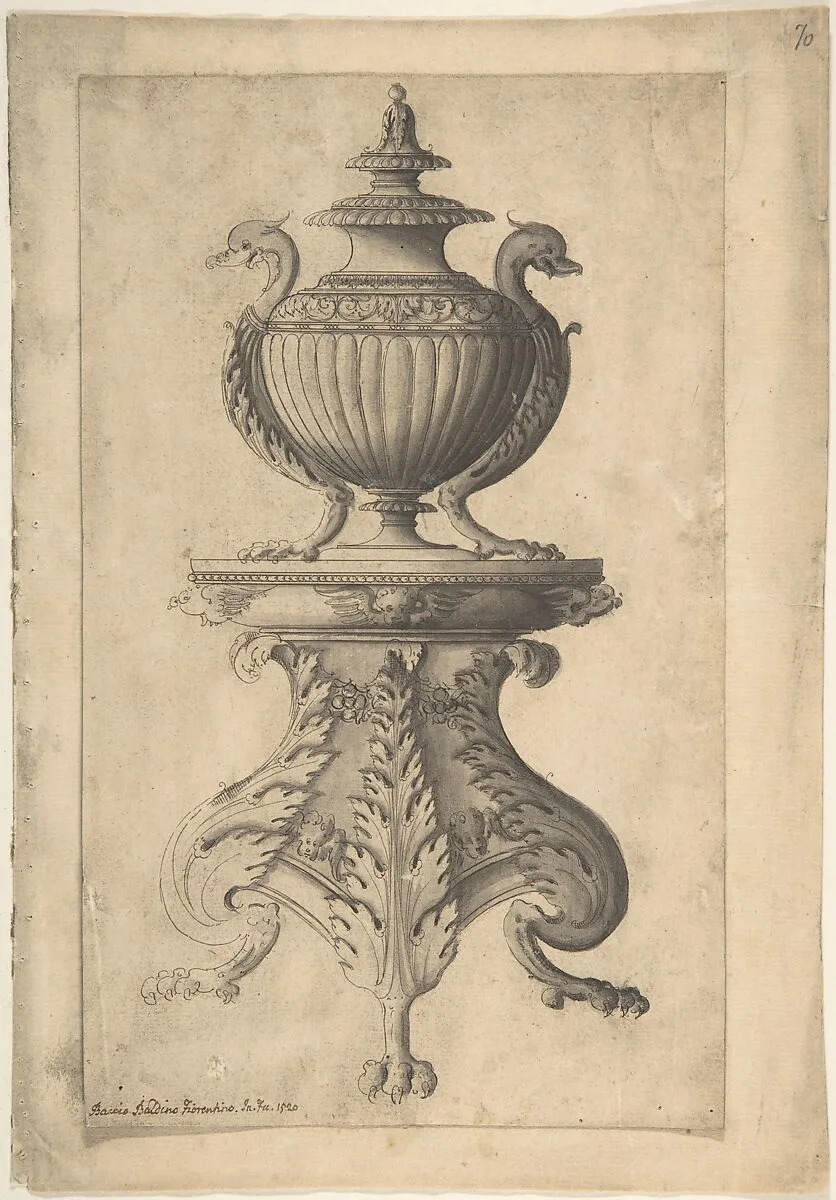Covered Vase on a Three-Footed Pedestal — Jacques Androuet Du Cerceau