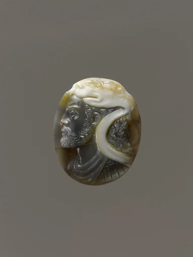 Head of Hercules with the lion's skin and bust of Omphale