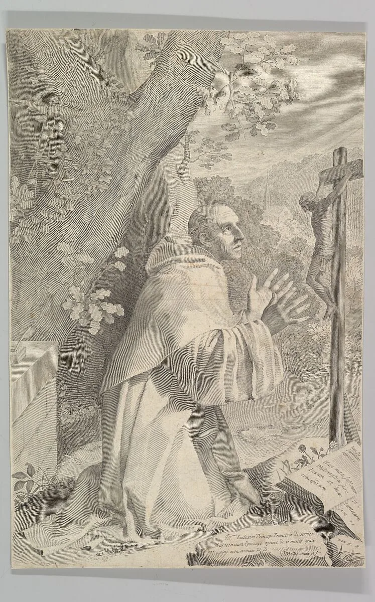 St. Bernard Kneeling Before a Crucifix — Claude Mellan|François Servien