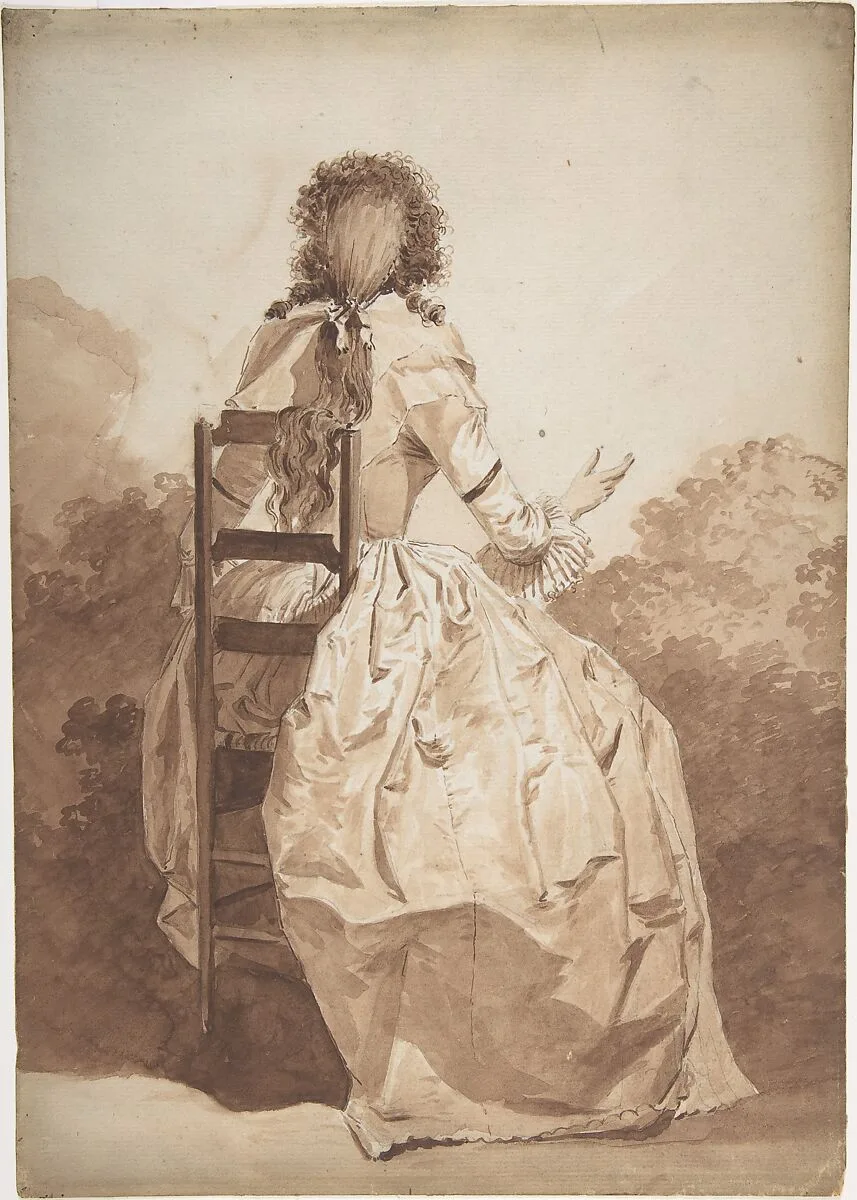 Seated Woman, Seen from Behind — Anonymous, French, 18th century