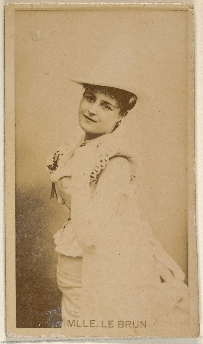 Mlle. Le Brun, from the Actors and Actresses series (N45, Type 8) for Virginia Brights Cigarettes — Allen & Ginter