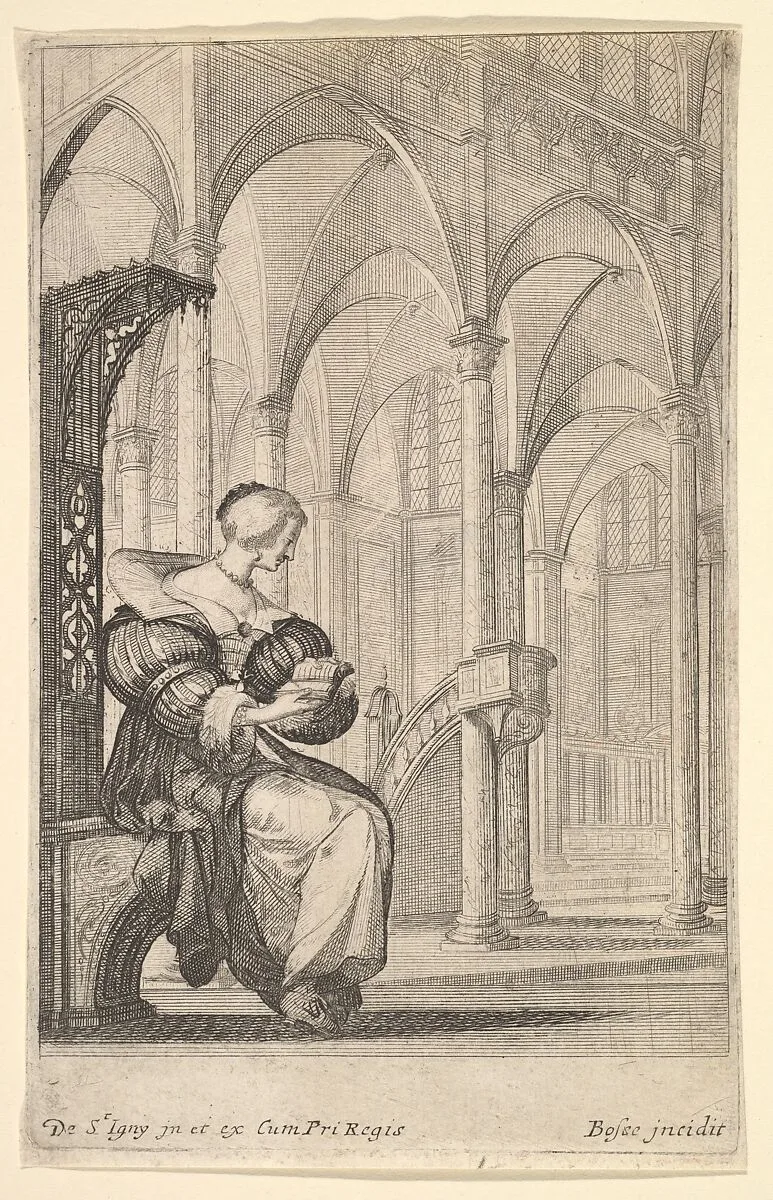 A Seated Lady, from "French Nobility at Church" — Abraham Bosse|Jean de Saint-Igny