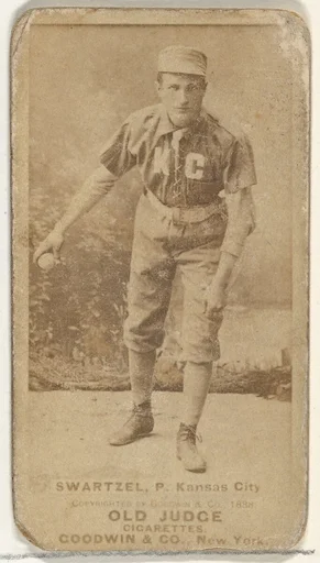 Parke B. Swartzel, Pitcher, Kansas City Cowboys, from the Old Judge series (N172) for Old Judge Cigarettes