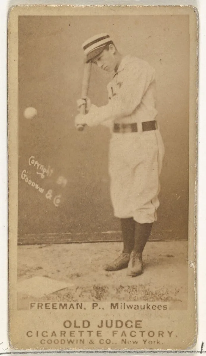 Julius Benjamin "Julie" Freeman, Pitcher, Milwaukee, from the Old Judge series (N172) for Old Judge Cigarettes — Goodwin & Company