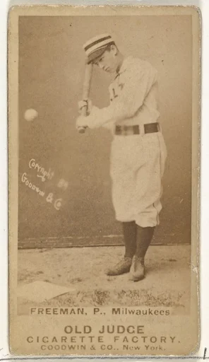 Julius Benjamin "Julie" Freeman, Pitcher, Milwaukee, from the Old Judge series (N172) for Old Judge Cigarettes