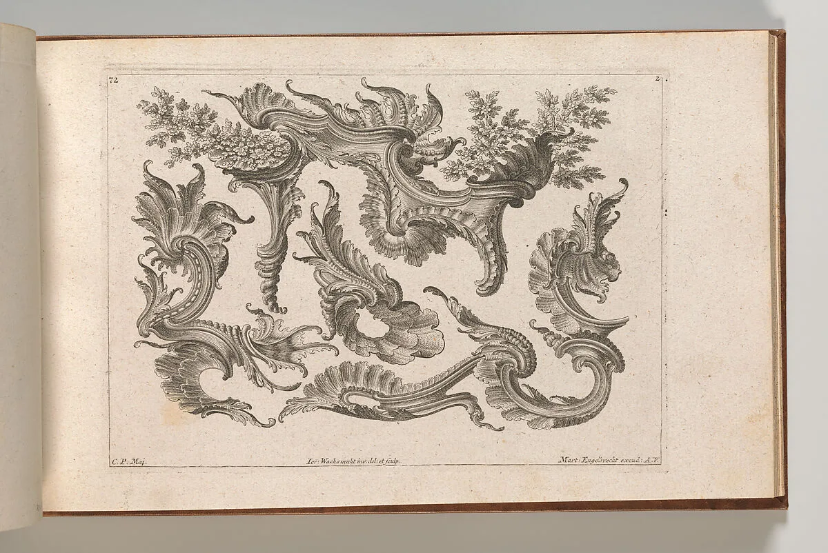 Various Designs for Rocaille Ornaments, Plate 2 from: 'Fortsezung von unterschielichen Auszierungen zu allerleij nüzlich anzuwenden' — Martin Engelbrecht|Jeremias Wachsmuth