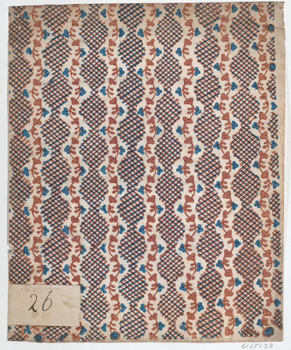 Sheet with overall vine and criss-cross pattern — Remondini Family|Anonymous