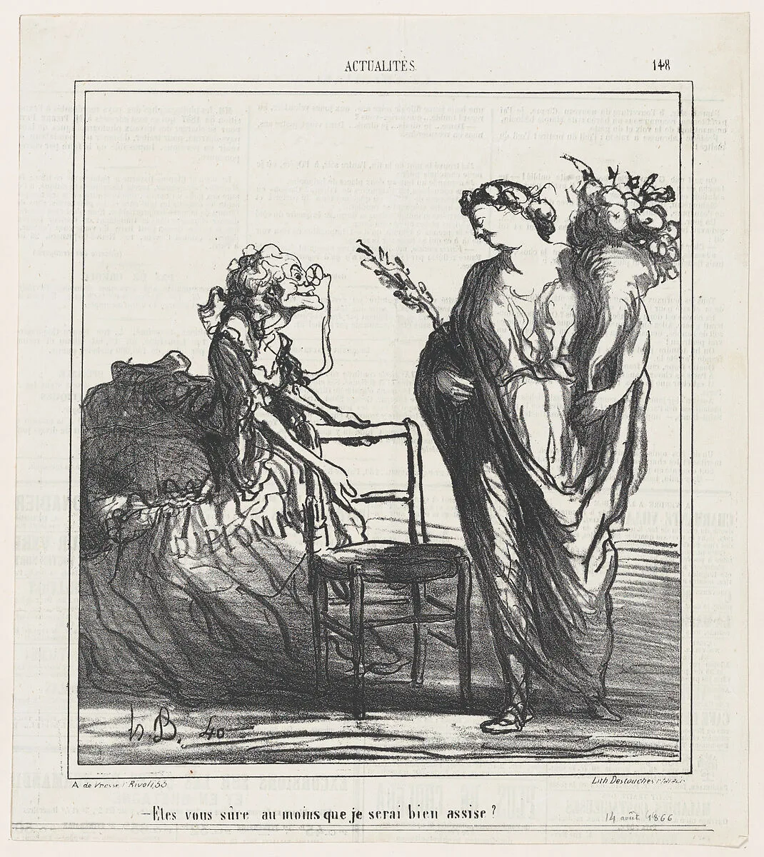 Are you sure at least that I will be comfortable?, from 'News of the day,' published in Le Charivari, August 14, 1866 — Arnaud de Vresse|Destouches|Honoré Daumier