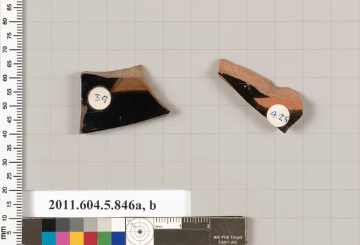 Terracotta fragments of kylikes (drinking cups)