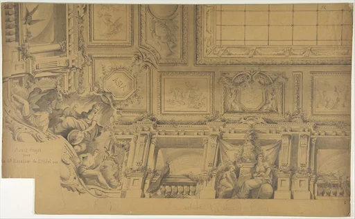 Ceiling and Cove Designs for Stairway, Hôtel Rothschild, Vienna