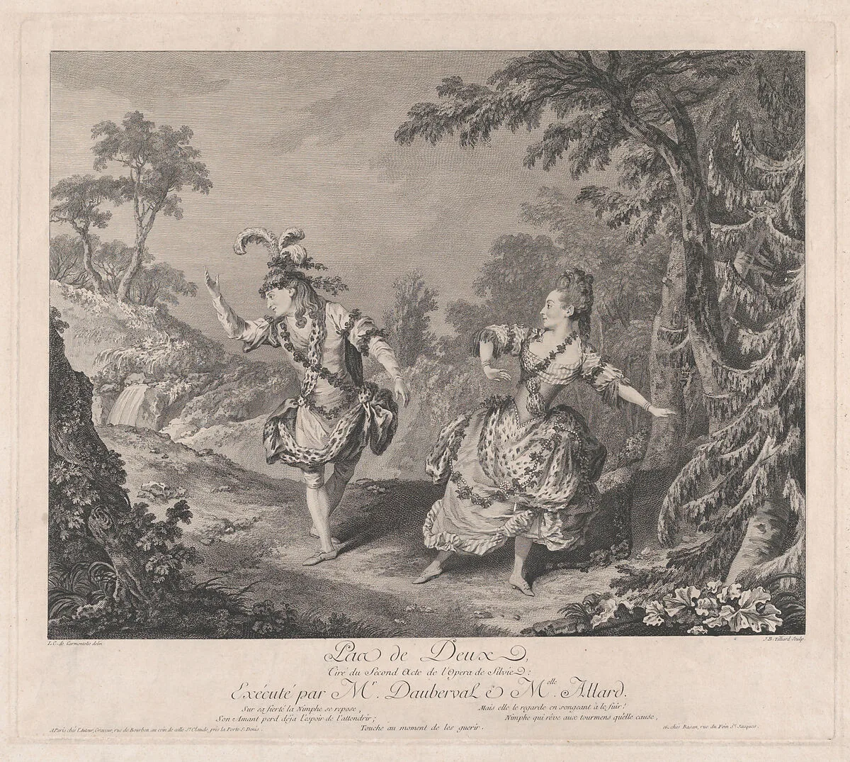 Pas de Deux, Tiré du Second Acte de l'Opera de Sylvie: Exécuté par Mr. Dauberval & Mlle. Allard — Marie Allard|Jean-Baptiste Tilliard|Louis de Carmontelle|Jean Dauberval|François Basan|Jean-Baptiste Tilliard